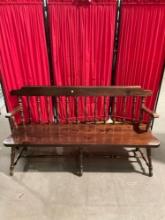 Vintage Ethan Allen Long Wooden Bench w/ Spindle Back & Legs. Excellent Condition. See pics.