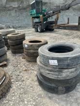 Pallet w/(4) 11R24.5 Tires w/Rims & All Remaining Trailer Tires as Marked