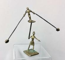 Vintage Brass Kinetic Mid-Century Modern Sculpture - 10"x12"