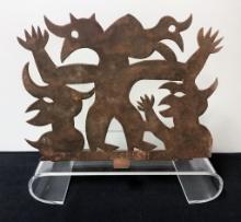 Janvier Louis-Juste Haitian Folk Art Metal Sculpture - Signed, 10½"x8"