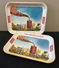 2 Authentic Coca-Cola Trays - 1960s