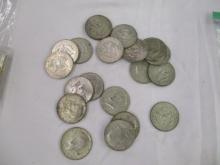 US Silver Kennedy Half Dollars 1965, 1969, 40% Sivlver 20 coins