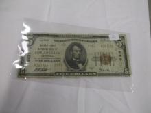 US Currency $5.00 Bill National Currency 1929 National Bank of Los Angeles