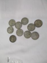 US Walking Liberty Half Dollars various dates/mints 10 coins