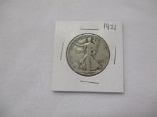 US Silver Walking Liberty Half- 1921 semi key