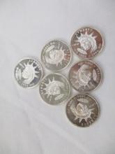 Silver Bullion Coins .999 Silver 1 Troy oz 6 coins