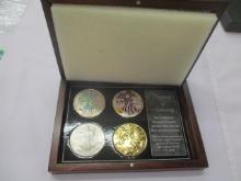 US Silver Eagles Silver 2005- Complete 4 coin set in presentation case