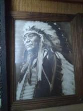 Artwork-Framed and Matted Print-Native American Chief with Headdress