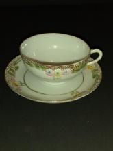 Vintage Demitasse Cup & Saucer--Hand painted Japan