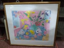 Artwork-Framed and Matted Watercolor-Phyllie's Tablecloth by William Kendrick 1989