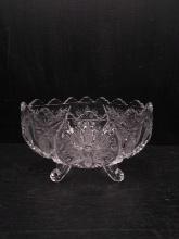 Etched Pressed Glass Footed Centerpiece Dish