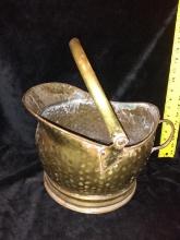 Vintage Brass Coal Bucket Made in England marked Linton