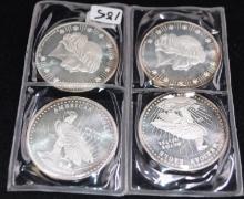FOUR 1 OUNCE ,999 FINE SILVER ROUNDS