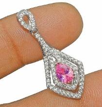 1CT PEAR SHAPED PINK SAPPHIRE PENDENT