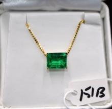 LADIES 4.08 CTTW SYNTHETIC EMERALD NECKLACE
