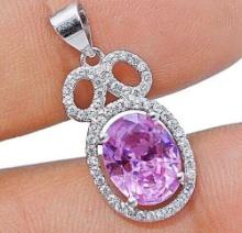 2CT PINK SAPPHIRE WITH HALO PENDENT