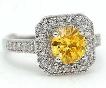 2CT YELLOW SAPPHIRE WITH HALO RING