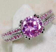 2 CT PINK SAPPHIRE STERLING SILVER RING - SIZE 8