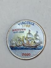 Virginia Statehood Colorized Quarter