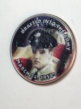 Elvis Drafted Into Army Colorized Kennedy Half Dollar