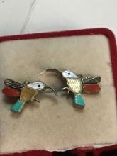 Sterling Silver Antique Hummingbird Earrings