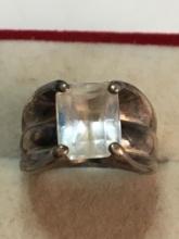 Sterling Silver Antique Ring 925 White Sapphire Nice 2+ct 7.64 Grams Size 7