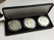 Morgan Silver Dollar 1921 3 Coin Set P D And S Frosty Rare D Mint!!
