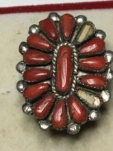 Sterling Silver Red Jasper Ring Native Made Very Old 5.24 Grams