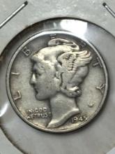 1945 P Silver Mercury Dime 