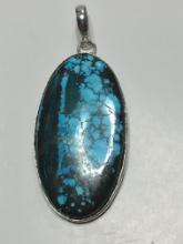 .925 2 1/8" A A A Large Earth Mined Turquoise Pendant 