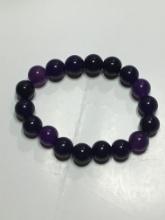 A A A 7"-9" 10mm Purple Bead Amethyst Stretch Bracelet 