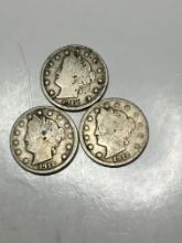 (3) 1912 D Liberty Nickels