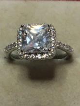 .925 Sterling Silver Ladies 2 Ct Engagement Ring