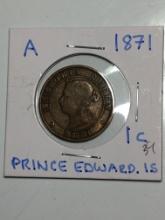 1871 Prince Edward Victoria 1 Cent