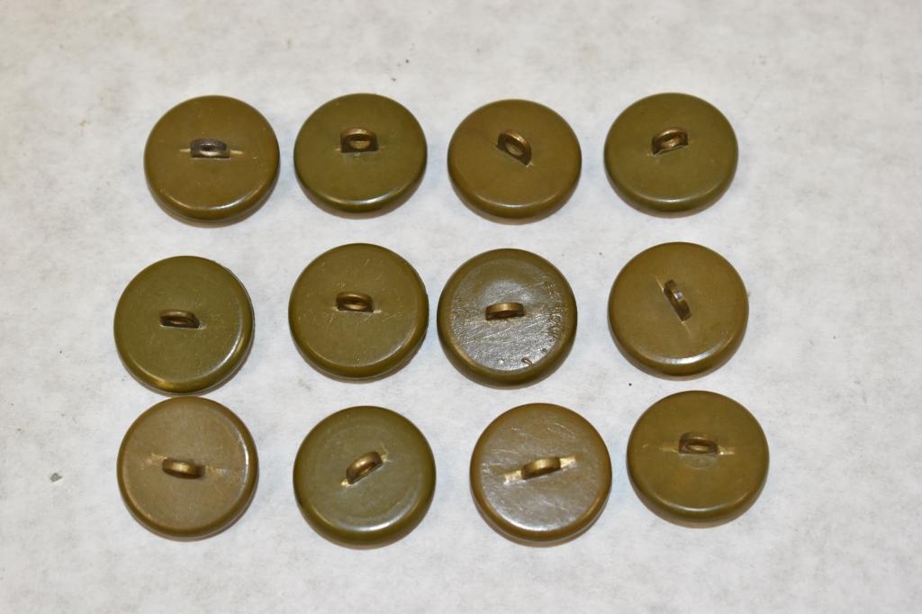 Twelve British Military Uniform Buttons