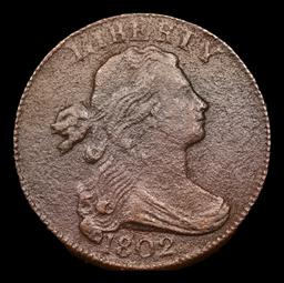 ***Auction Highlight*** 1802 Draped Bust Large Cent 1c Graded vf++ By USCG (fc)