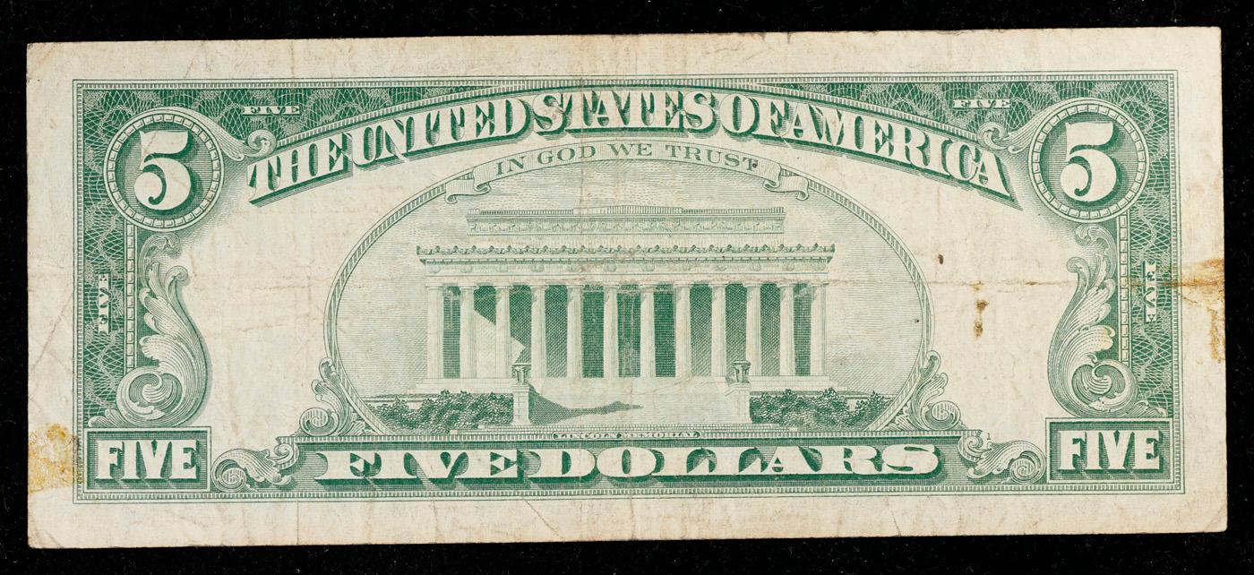 1963 $5 Red Seal United States Note Grades vf++