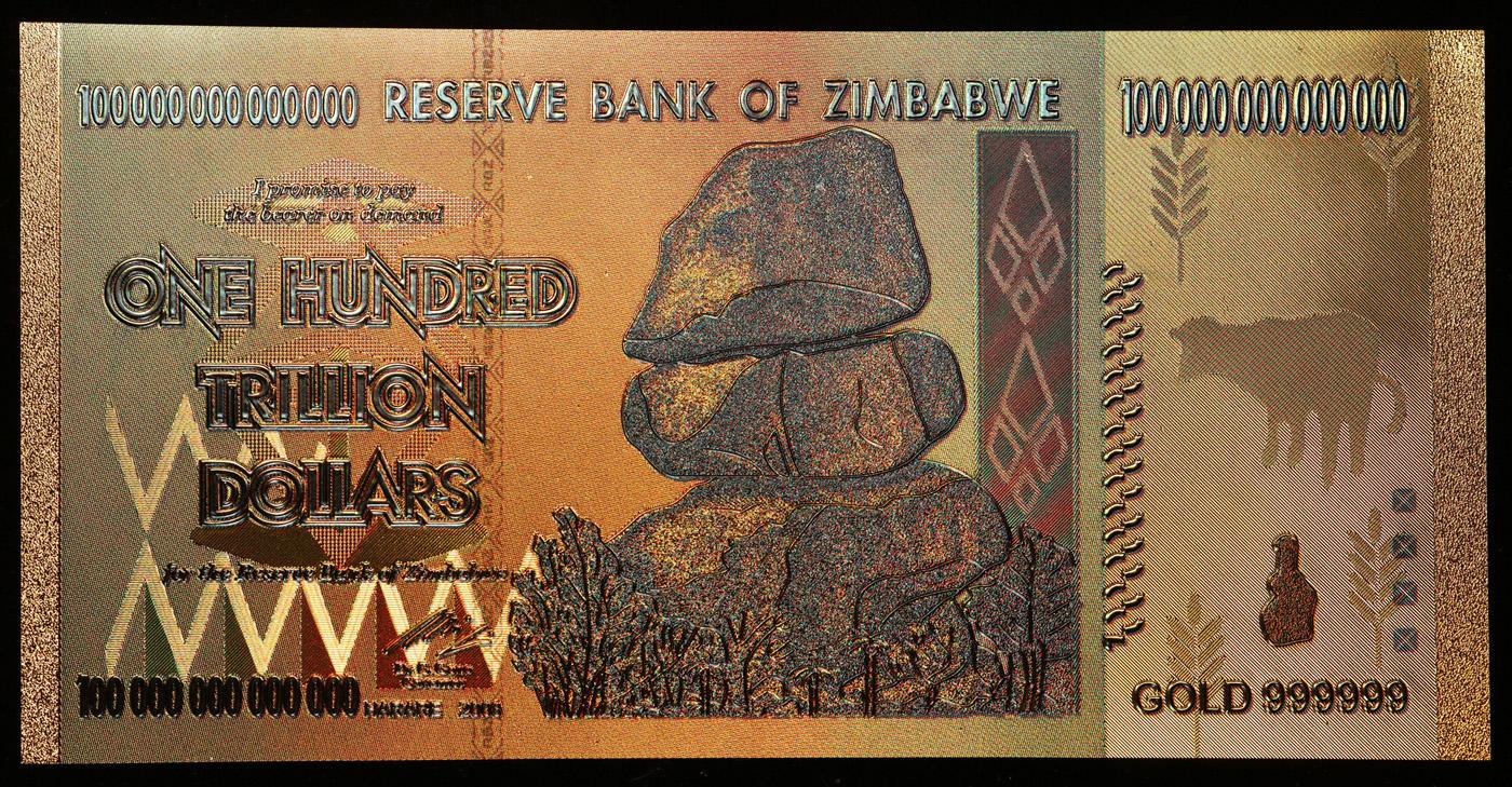 2008 100 Trillion Reserve Bank Of Zimbabwe Hyperinflation Note Grades CU