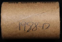 BU Shotgun Kennedy 50c roll, 1988-d 20 pcs Federal Reserve Bank of Minneapolis Wrapper $10