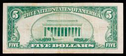 1934A $5 Blue Seal Silver Certificate Grades vf+