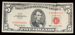 1963 $5 Red Seal United States Note Grades vf+