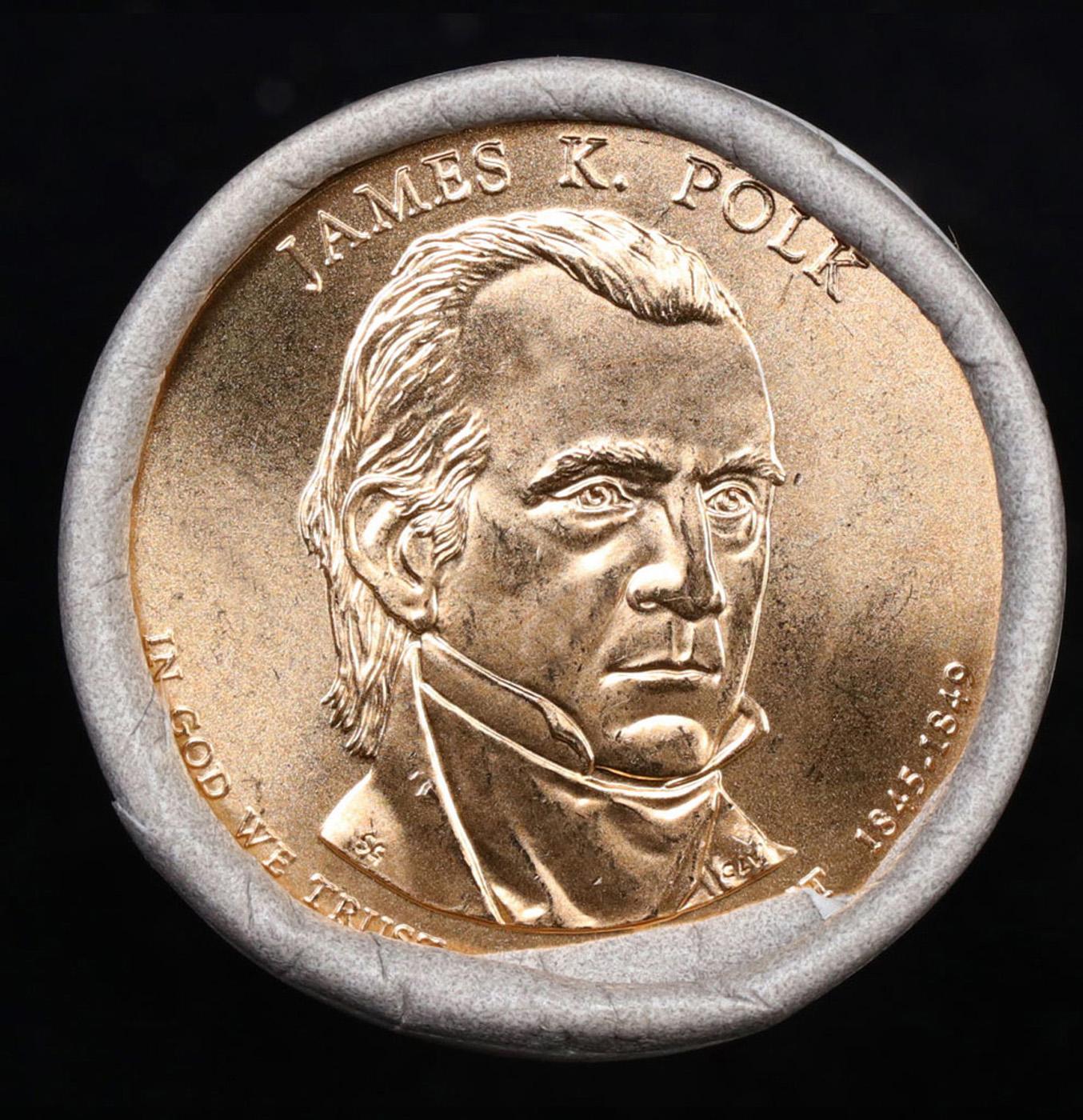 Full Roll of 2009-p James K Polk Presidential $1 Coin Rolls in OriginalDunbar Wrapper. 25 coins in t