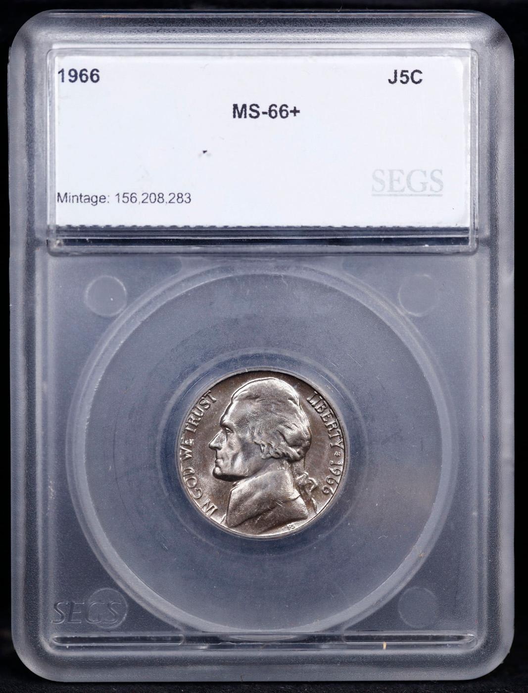 ***Auction Highlight*** 1966-p Jefferson Nickel Near TOP POP! 5c Graded ms66+ BY SEGS (fc)
