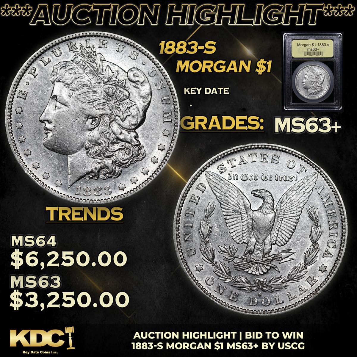 ***Auction Highlight*** 1883-s Morgan Dollar $1 Graded Select+ Unc By USCG (fc)