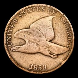 1858 LL Flying Eagle Cent 1c Grades vg+