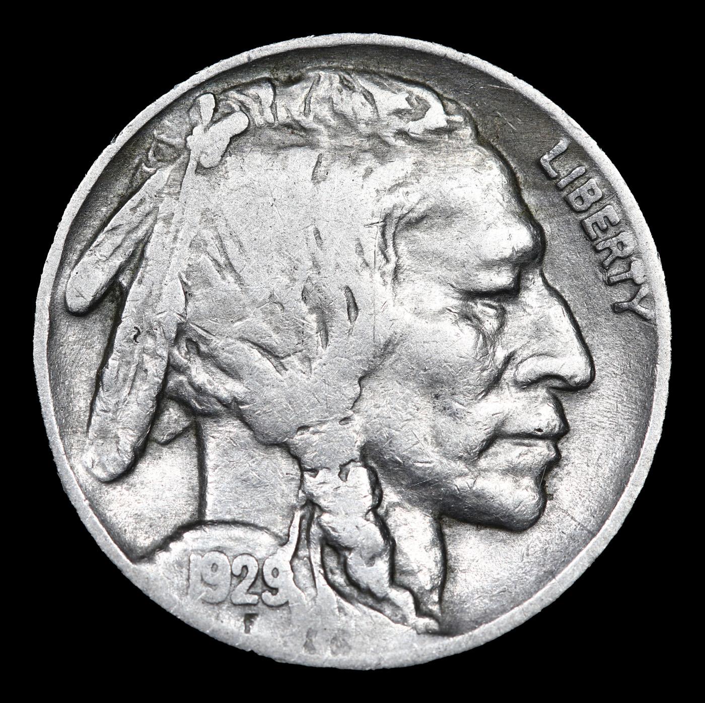 1929-p Buffalo Nickel 5c Grades vf+