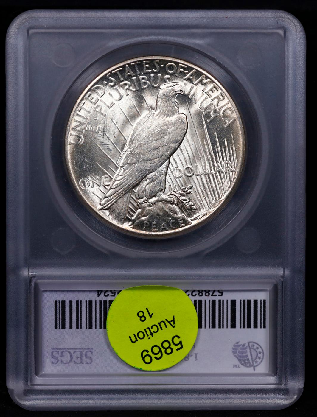 ***Auction Highlight*** 1928-p Peace Dollar Near Top Pop! $1 Graded ms65+ BY SEGS (fc)
