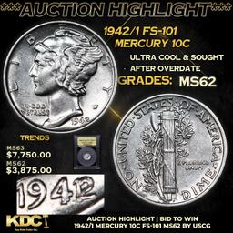 ***Auction Highlight*** 1942/1 Mercury Dime FS-101 10c Graded Select Unc By USCG (fc)