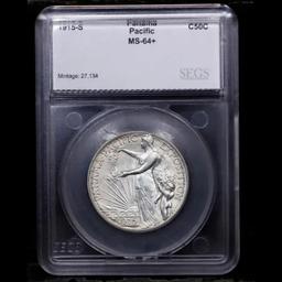 ***Auction Highlight*** 1915-s Panama Pacific Old Commem Half Dollar 50c Graded ms64+ BY SEGS (fc)