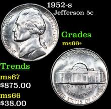 1952-s Jefferson Nickel 5c Grades GEM++ Unc
